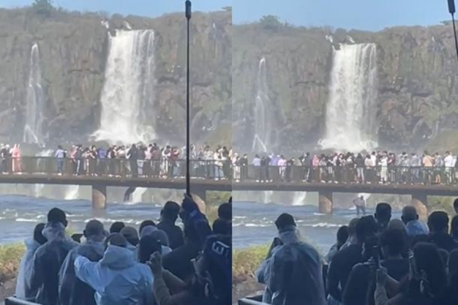 Celular cai nas Cataratas e turista arrisca a vida para recuperar aparelho